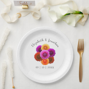 Dahlia Autumn Floral Wedding Paper Plates