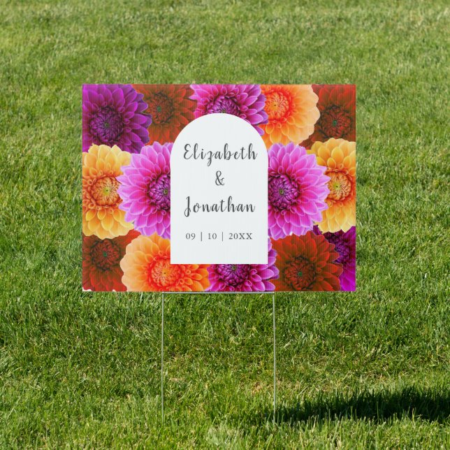 Dahlia Autumn Floral Wedding Sign (Insitu)