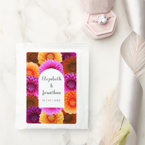 Dahlia Autumn Floral Wedding Tea Bag Drink Mix