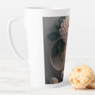 Dahlia Ballet Bloom Floral Art Design Latte Mug