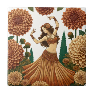Dahlia Belly Dancer Ceramic Tile