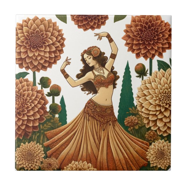 Dahlia Belly Dancer                                Ceramic Tile (Front)