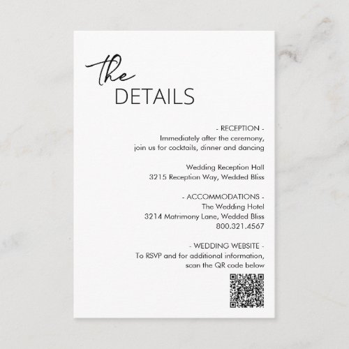 Dahlia Black and White Contemporary Modern Wedding Enclosure Card