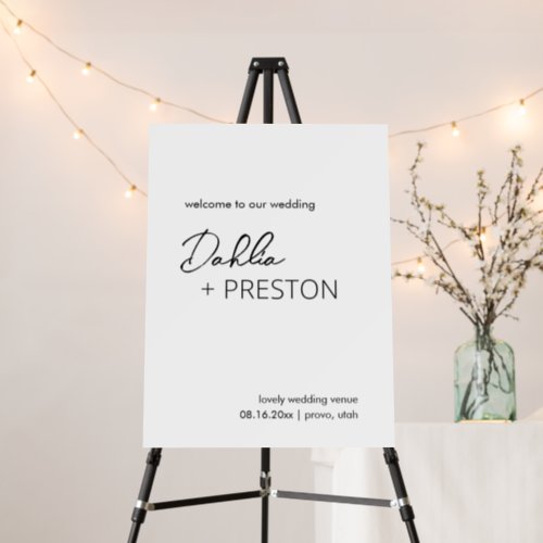 Dahlia Black and White Contemporary Modern Wedding Foam Board