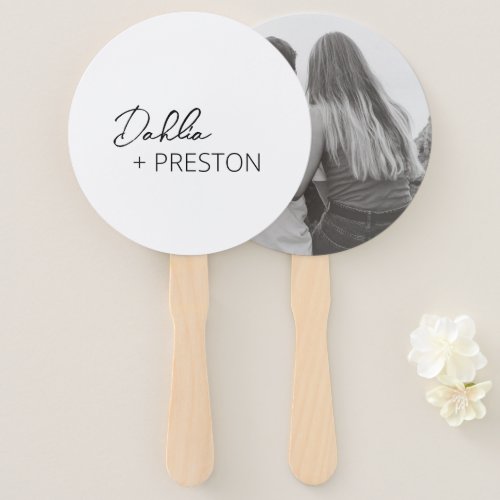 Dahlia Black and White Contemporary Modern Wedding Hand Fan