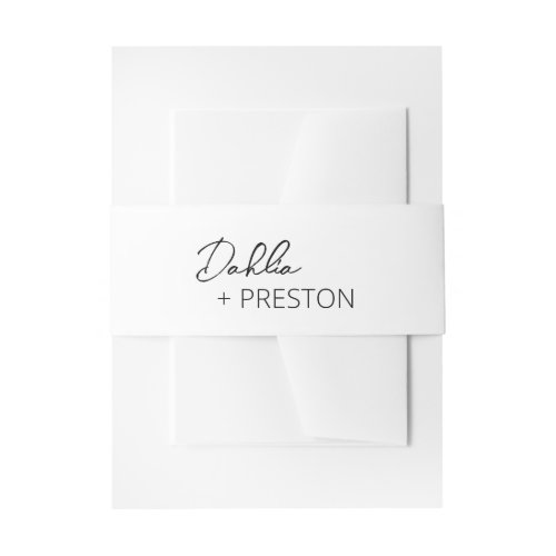 Dahlia Black and White Contemporary Modern Wedding Invitation Belly Band