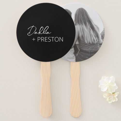 Dahlia Black Contemporary Modern Wedding Hand Fan