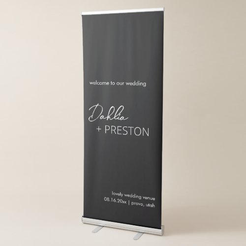 Dahlia Black Contemporary Modern Wedding Retractable Banner