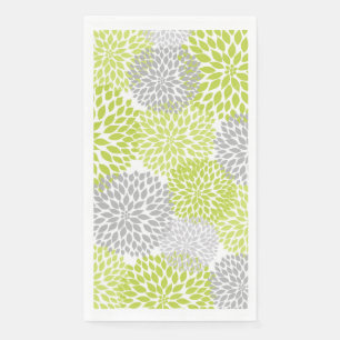 Dahlia Bouquet - chartreuse gray Paper Guest Towels