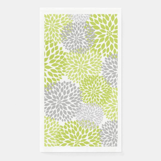 Dahlia Bouquet - chartreuse gray Paper Guest Towels (Front)