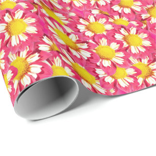 Dahlia bouquet - coral and white with yellow wrapping paper