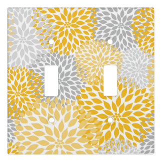 Dahlia Bouquet - mustard yellow gray floral Light Switch Cover