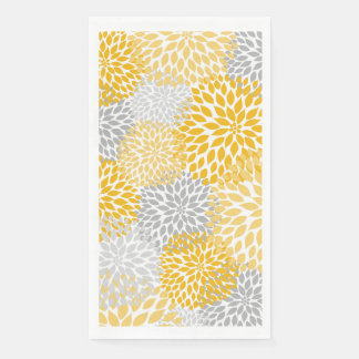 Dahlia Bouquet - mustard yellow gray Paper Guest Towels