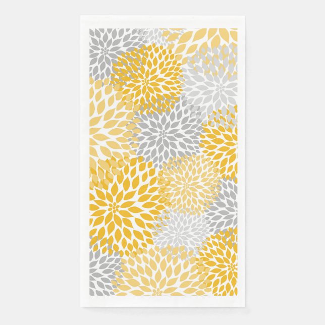 Dahlia Bouquet - mustard yellow paper guest towels (Front)