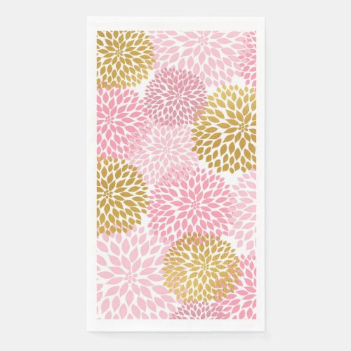 Dahlia Bouquet _ pink gold Paper Guest Towels