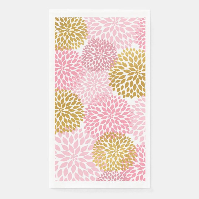 Dahlia Bouquet - pink gold Paper Guest Towels (Front)