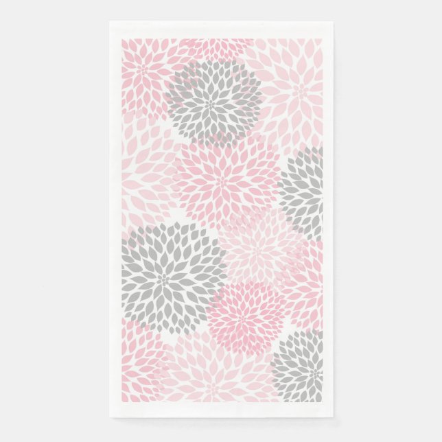 Dahlia Bouquet - pink gray Paper Guest Towels (Front)