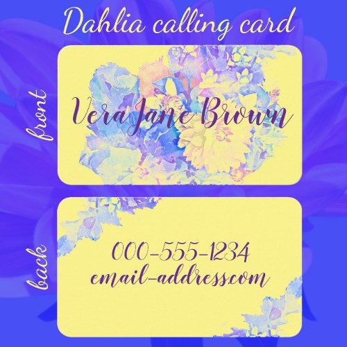 Dahlia Bouquet Watercolor Business Card
