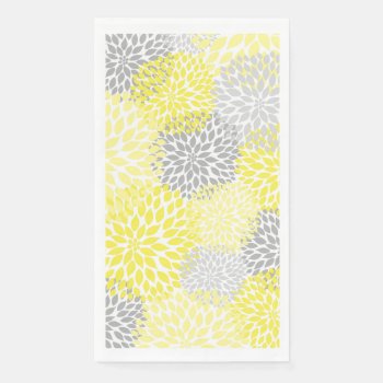 Dahlia Bouquet - Yellow Gray Paper Guest Towels by lemontreecards at Zazzle