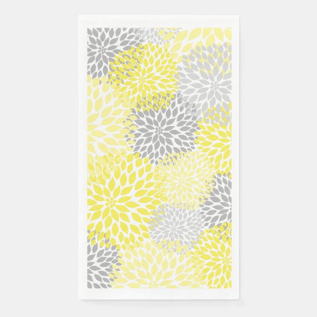 Dahlia Bouquet - yellow gray Paper Guest Towels (Front)
