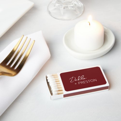 Dahlia Burgundy Contemporary Modern Wedding Matchboxes