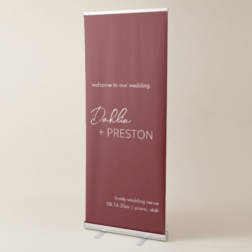 Dahlia Burgundy Contemporary Modern Wedding Retractable Banner
