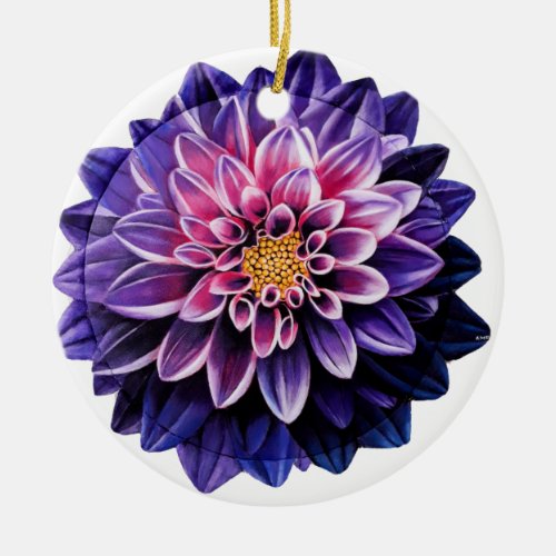 Dahlia Ceramic Ball Christmas Ornament