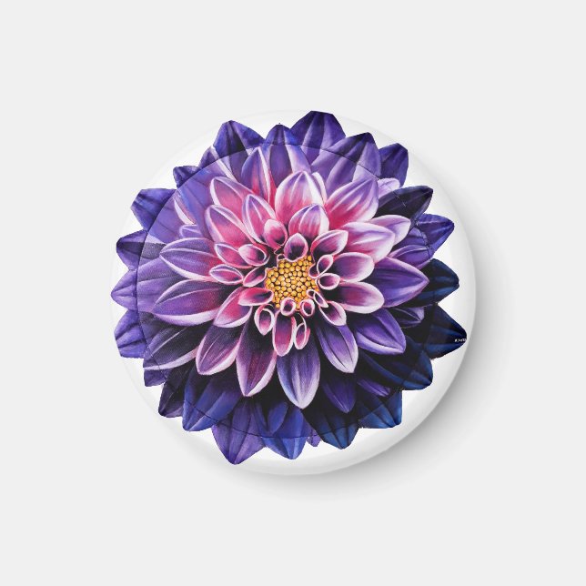 Dahlia Ceramic Ball Christmas Ornament Magnet (Front)