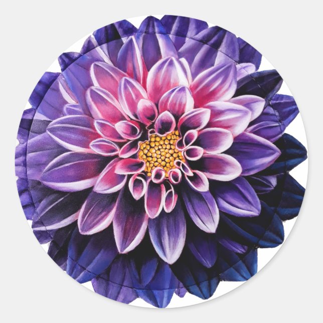 Dahlia Classic Round Sticker (Front)