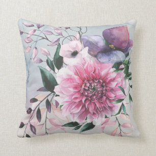 Dahlia Cool Colors Garden Throw Pillow