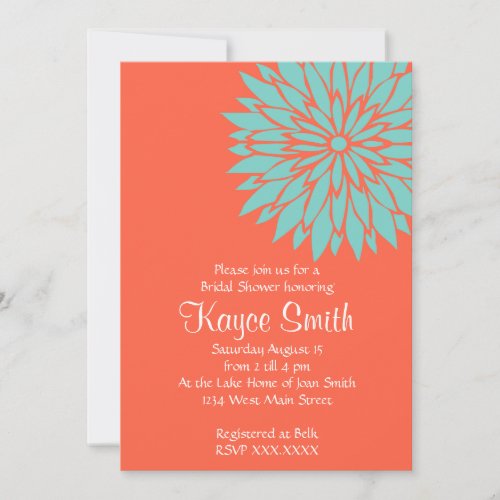 Dahlia Coral Flower Invitation