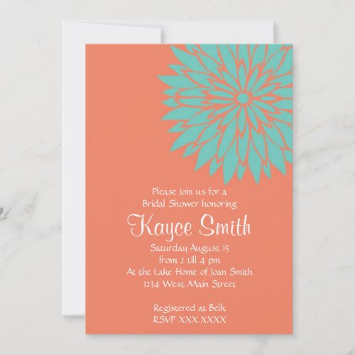 Dahlia Coral Flower Invitation