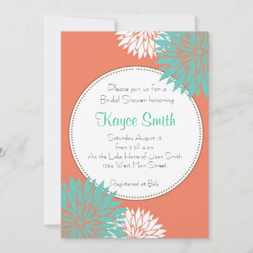 Dahlia Coral Flower Invitation
