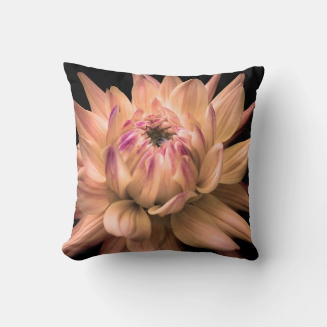 Dahlia Corona Flower Custom Name Throw Pillow (Front)