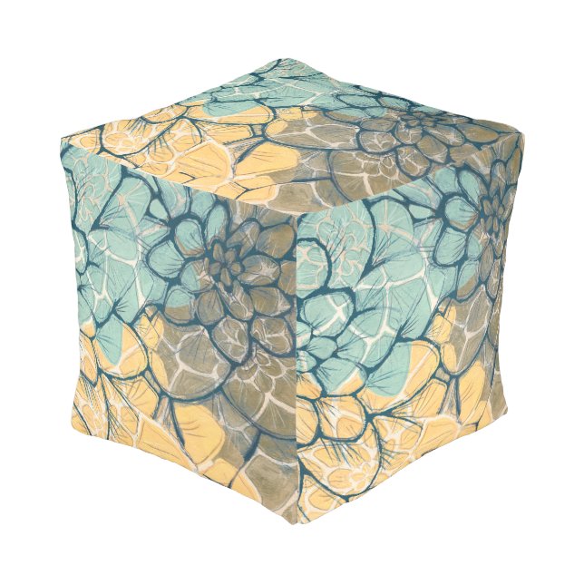Dahlia Dance I Pouf (Angled Front)