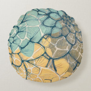 Dahlia Dance I Round Pillow