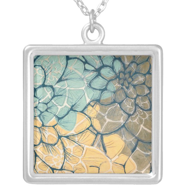 Dahlia Dance I Silver Plated Necklace (Front)