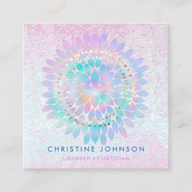 dahlia decor esthetician salon spa square business card (Front)