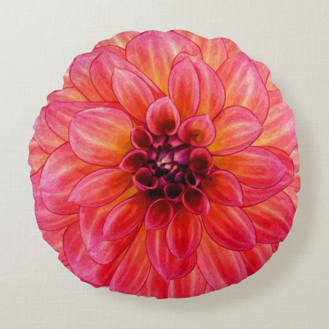Dahlia Denise Round Pillow (Front)