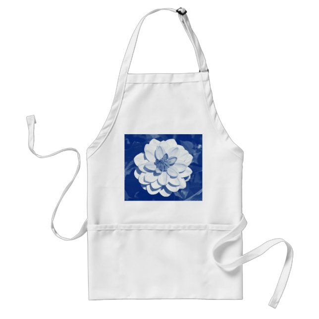 Dahlia - Digital Cyanotype Adult Apron (Front)