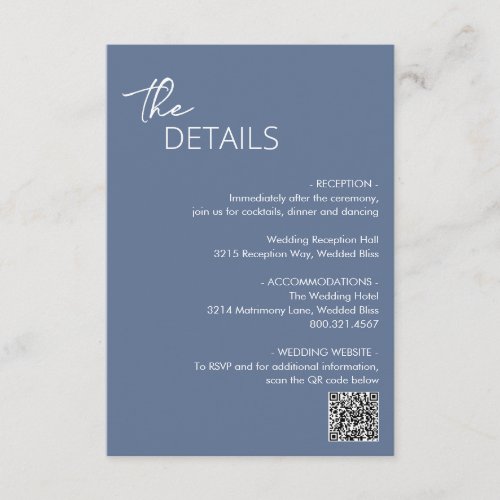 Dahlia Dusty Blue Contemporary Modern Wedding Enclosure Card