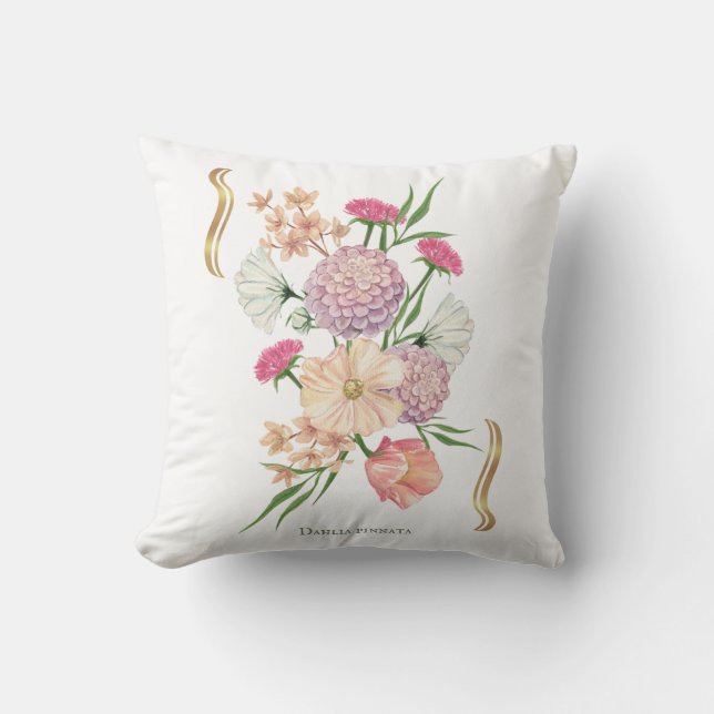 Dahlia Floral Design – Elegant Throw Pillow (Front)
