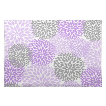 Dahlia Floral In Lavender And Gray Placemat by lemontreecards at Zazzle