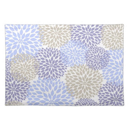 Dahlia Floral in Periwinkle and Gray placemat