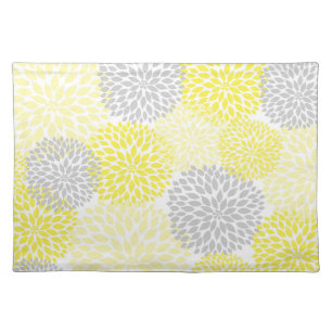 Dahlia Floral in yellow and gray placemat