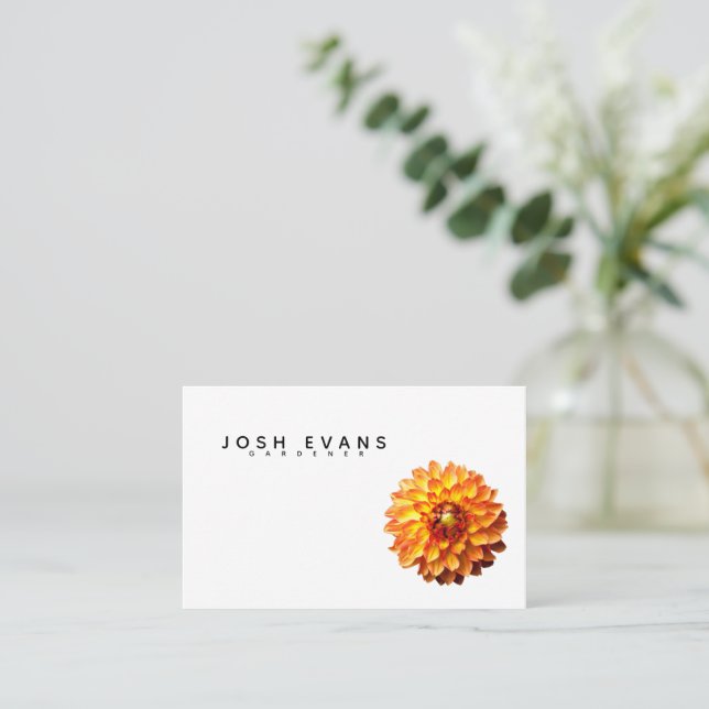 Dahlia Floral Minimalist UK & Euro Business Card (Standing Front)