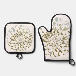 Dahlia Floral  Oven Mitt & Pot Holder Set