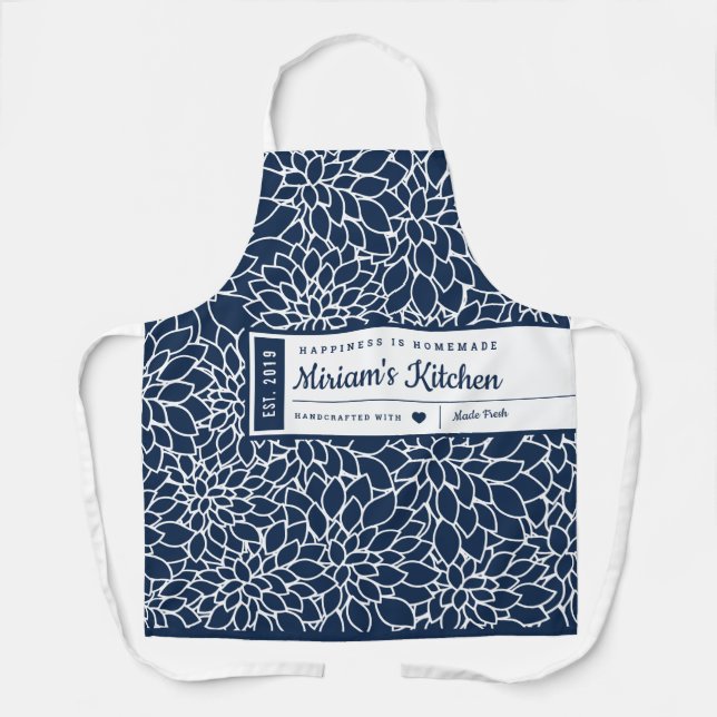 Dahlia Floral Pattern Artisan All-Over Print Apron (Front)