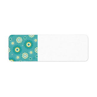 Dahlia Floral Patterned Blue and Cream Label