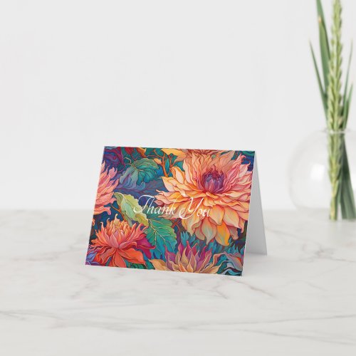 Dahlia Floral Tapestry blank Thank You